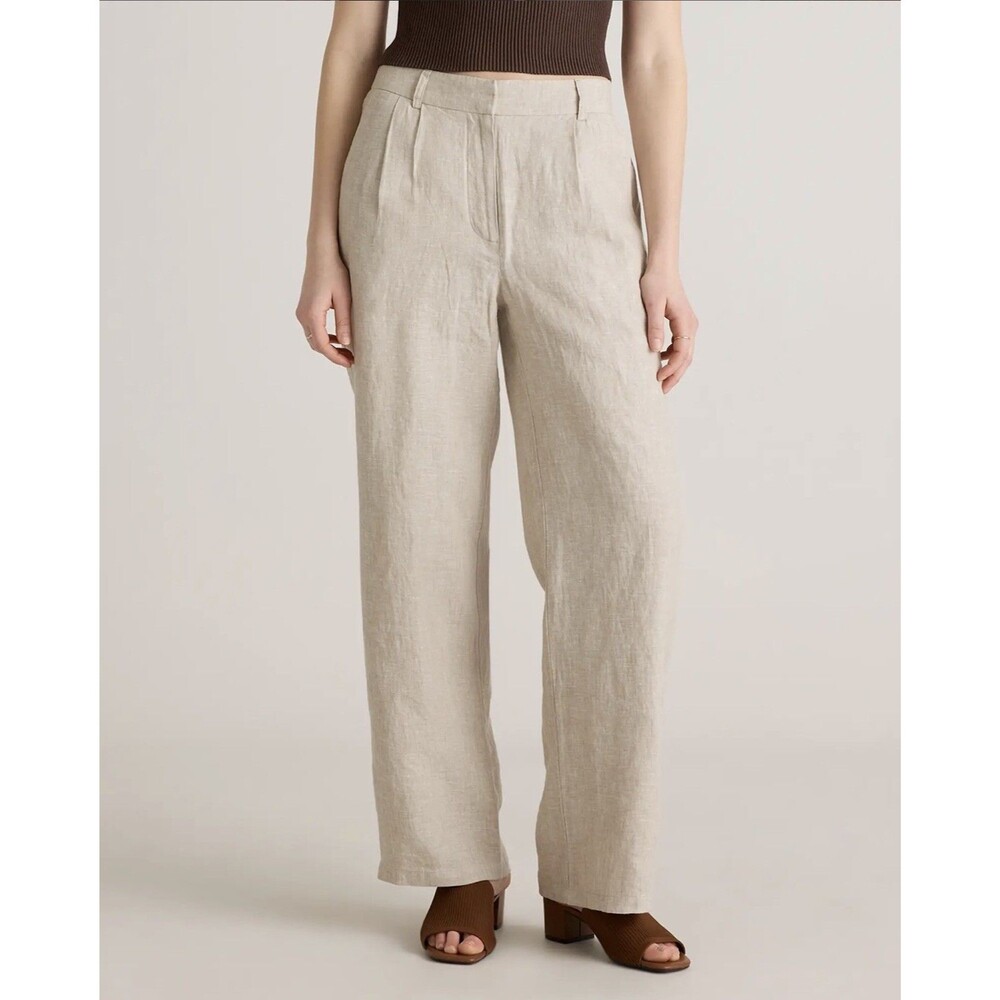 NWT Quince Women 8 100% European Linen Pleated Trouser Flax Pants